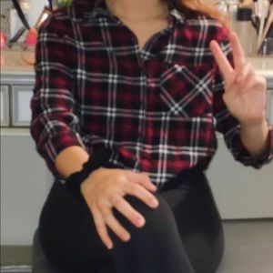 Cropped flannel plaid shirt！